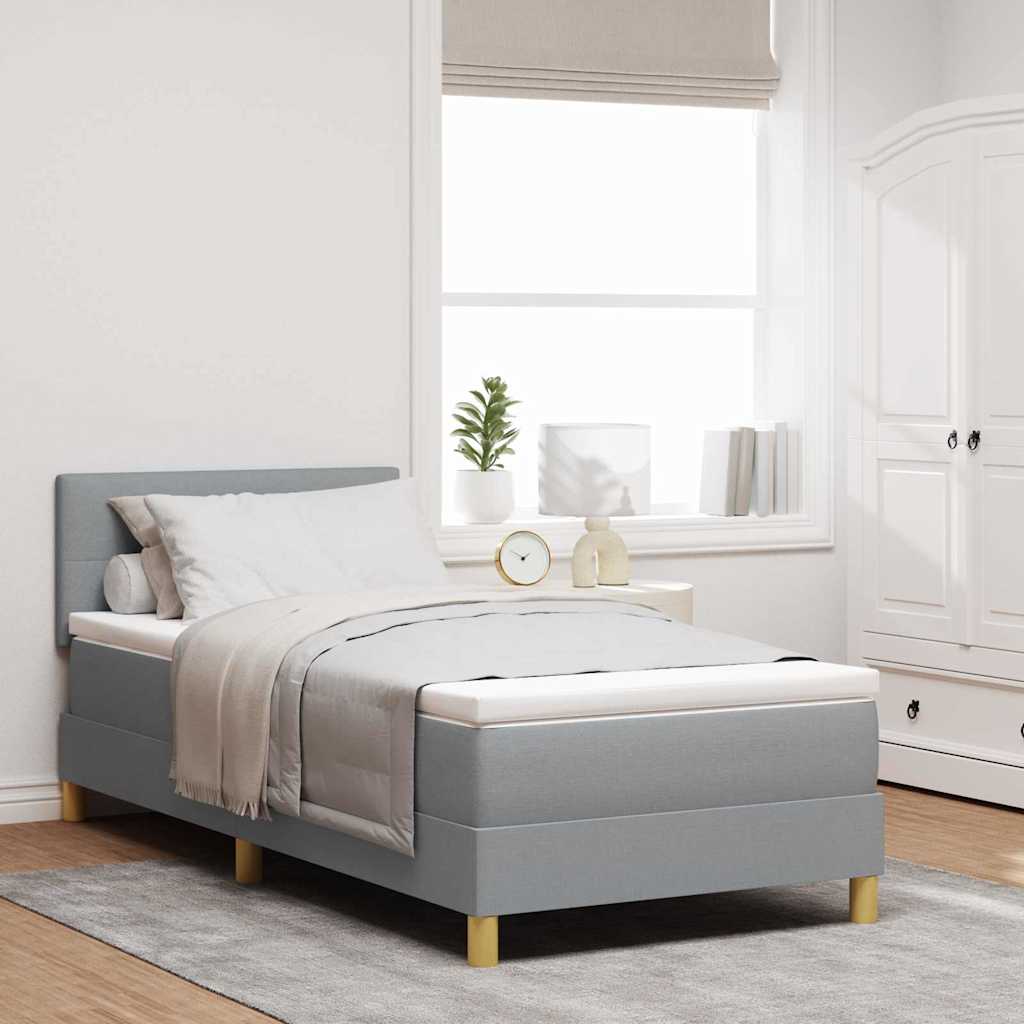 vidaXL LED Box Spring Bed with Cushions Light Gray 100 x 200 cm Fabric