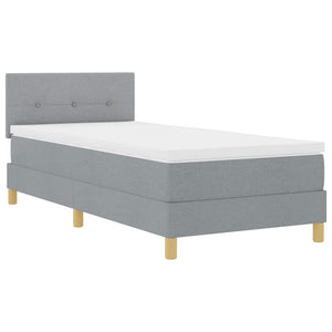 vidaXL LED Box Spring Bed with Cushions Light Gray 100 x 200 cm Fabric