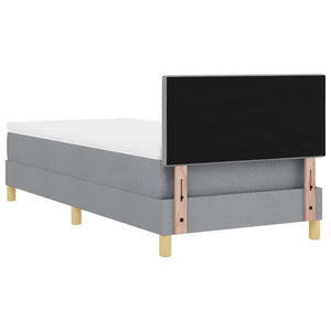 vidaXL LED Box Spring Bed with Cushions Light Gray 100 x 200 cm Fabric
