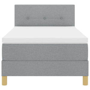vidaXL LED Box Spring Bed with Cushions Light Gray 100 x 200 cm Fabric