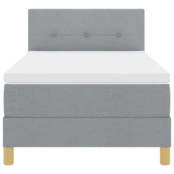 vidaXL LED Box Spring Bed with Cushions Light Gray 100 x 200 cm Fabric