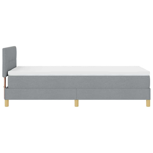 vidaXL LED Box Spring Bed with Cushions Light Gray 100 x 200 cm Fabric