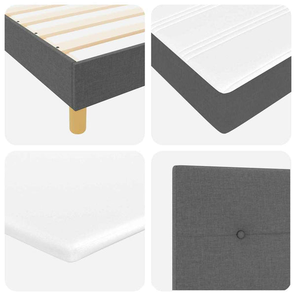 vidaXL LED Box Spring Bed with Pillows Dark Grey 100 x 200 cm Fabric