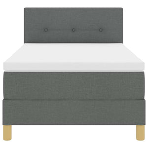 vidaXL LED Box Spring Bed with Pillows Dark Grey 100 x 200 cm Fabric