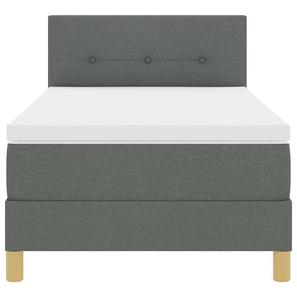 vidaXL LED Box Spring Bed with Pillows Dark Grey 100 x 200 cm Fabric