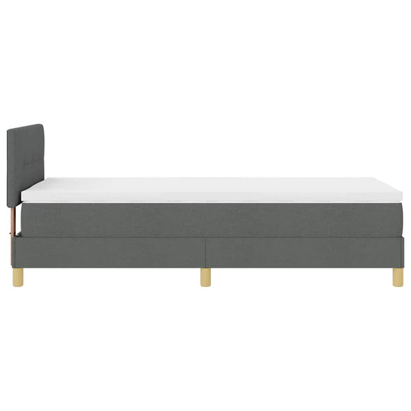 vidaXL LED Box Spring Bed with Pillows Dark Grey 100 x 200 cm Fabric