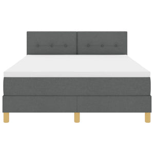 vidaXL LED Box Spring Bed with Cushions Dark Grey 140 x 190 cm Fabric