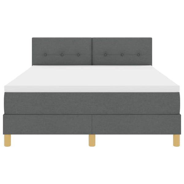 vidaXL LED Box Spring Bed with Cushions Dark Grey 140 x 190 cm Fabric