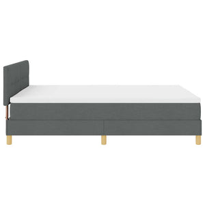vidaXL LED Box Spring Bed with Cushions Dark Grey 140 x 190 cm Fabric