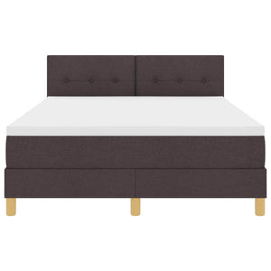 vidaXL LED Box Spring Bed with Pillows Dark Brown 140 x 200 cm Fabric