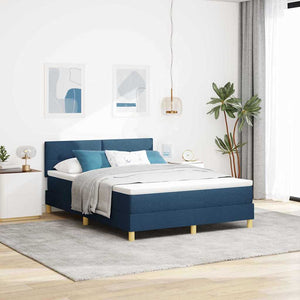 vidaXL LED Box Spring Bed with LED Strips Blue 140 x 200 cm Fabric