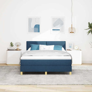 vidaXL LED Box Spring Bed with LED Strips Blue 140 x 200 cm Fabric