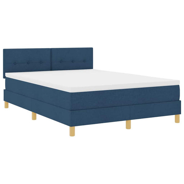 vidaXL LED Box Spring Bed with LED Strips Blue 140 x 200 cm Fabric