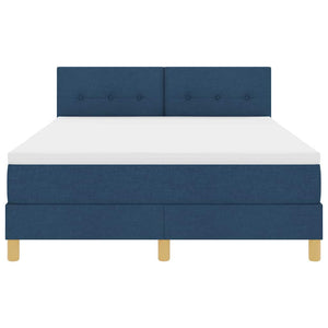 vidaXL LED Box Spring Bed with LED Strips Blue 140 x 200 cm Fabric