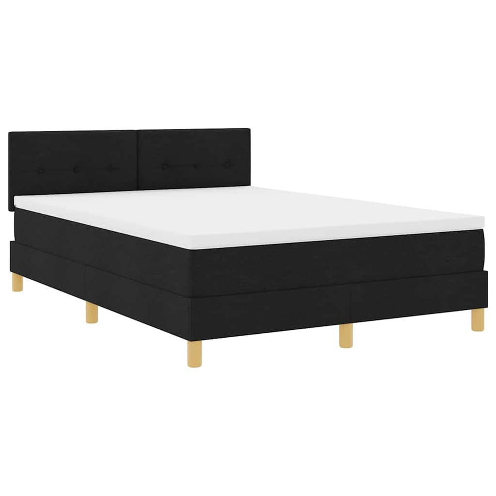 vidaXL LED Box Spring Bed with Cushions Black 160 x 200 cm Fabric