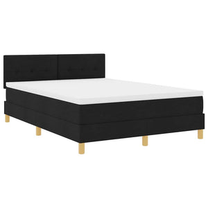 vidaXL LED Box Spring Bed with Cushions Black 160 x 200 cm Fabric