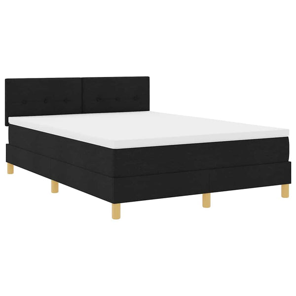 vidaXL LED Box Spring Bed with Cushions Black 160 x 200 cm Fabric