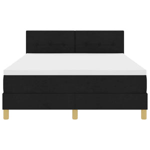 vidaXL LED Box Spring Bed with Cushions Black 160 x 200 cm Fabric