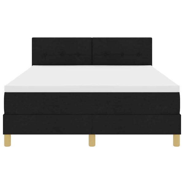 vidaXL LED Box Spring Bed with Cushions Black 160 x 200 cm Fabric