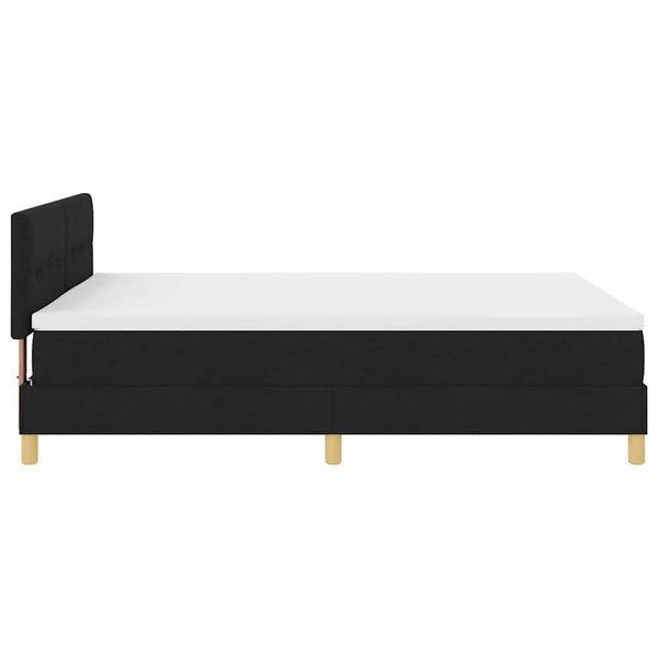 vidaXL LED Box Spring Bed with Cushions Black 160 x 200 cm Fabric