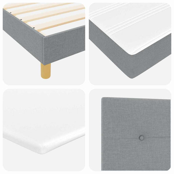 vidaXL LED Box Spring Bed with Headboard Light Gray 180 x 200 cm Fabric