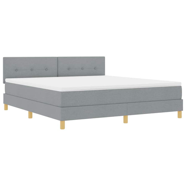 vidaXL LED Box Spring Bed with Headboard Light Gray 180 x 200 cm Fabric