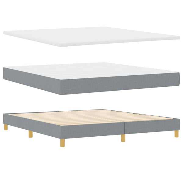vidaXL LED Box Spring Bed with Headboard Light Gray 180 x 200 cm Fabric