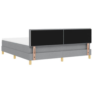 vidaXL LED Box Spring Bed with Headboard Light Gray 180 x 200 cm Fabric