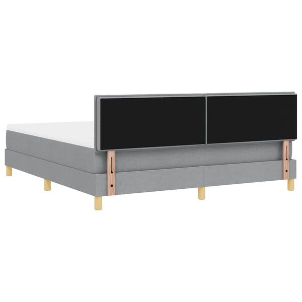 vidaXL LED Box Spring Bed with Headboard Light Gray 180 x 200 cm Fabric