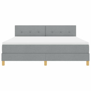 vidaXL LED Box Spring Bed with Headboard Light Gray 180 x 200 cm Fabric