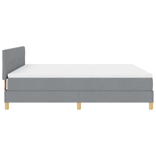 vidaXL LED Box Spring Bed with Headboard Light Gray 180 x 200 cm Fabric