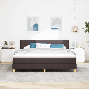 vidaXL LED Box Spring Bed with Pillows Dark Brown 180 x 200 cm Fabric