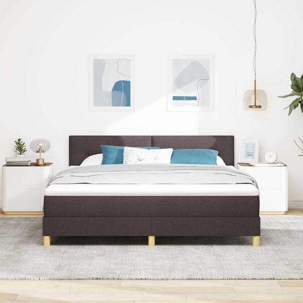 vidaXL LED Box Spring Bed with Pillows Dark Brown 180 x 200 cm Fabric