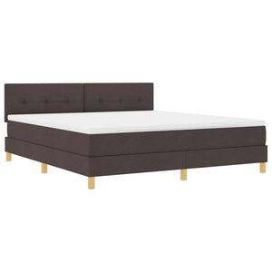 vidaXL LED Box Spring Bed with Pillows Dark Brown 180 x 200 cm Fabric