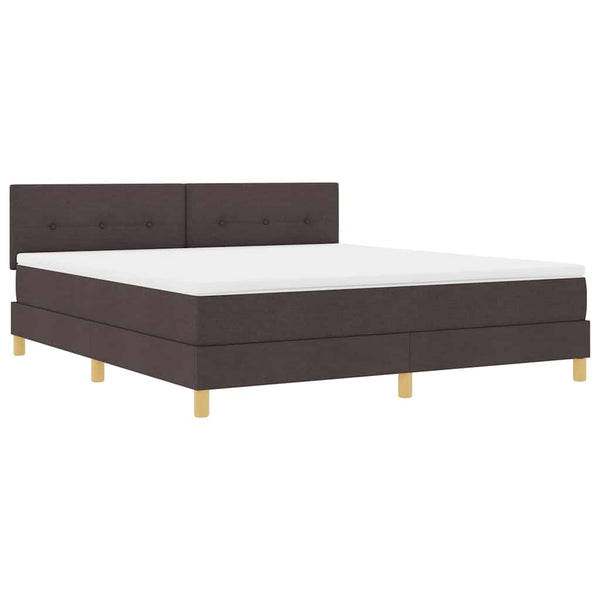vidaXL LED Box Spring Bed with Pillows Dark Brown 180 x 200 cm Fabric