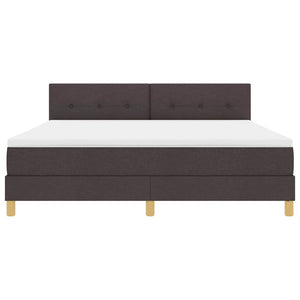 vidaXL LED Box Spring Bed with Pillows Dark Brown 180 x 200 cm Fabric