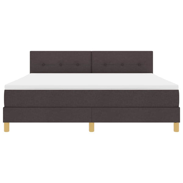 vidaXL LED Box Spring Bed with Pillows Dark Brown 180 x 200 cm Fabric