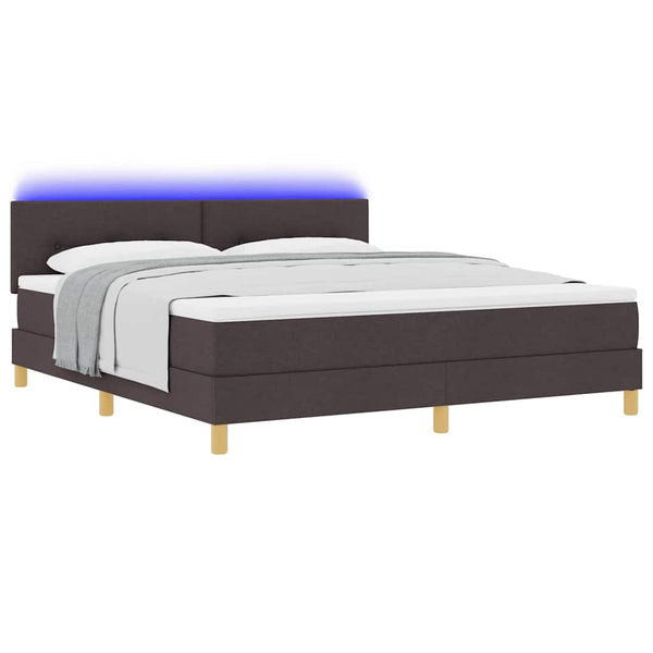 vidaXL LED Box Spring Bed with Pillows Dark Brown 180 x 200 cm Fabric