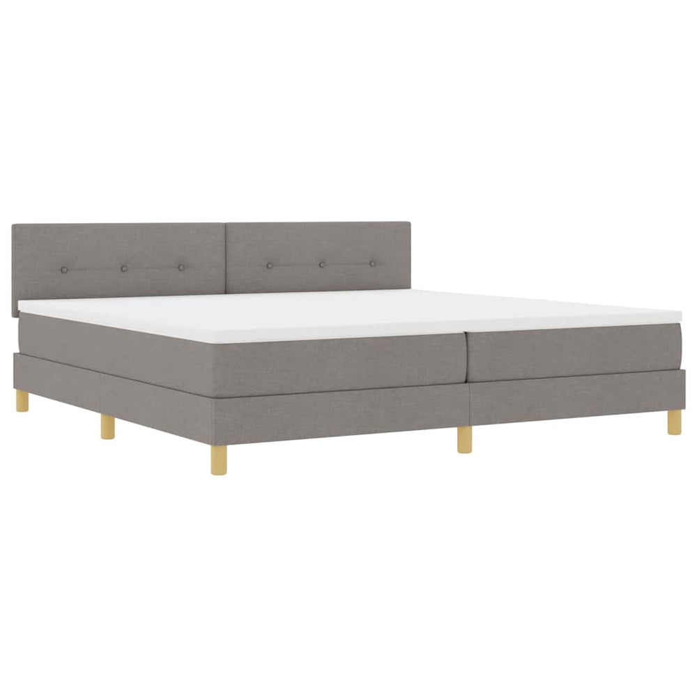 vidaXL LED Box Spring Bed with Pillows Taupe 200 x 200 cm Fabric