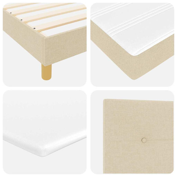 vidaXL LED Box Spring Bed with Pillows Cream 200 x 200 cm Fabric