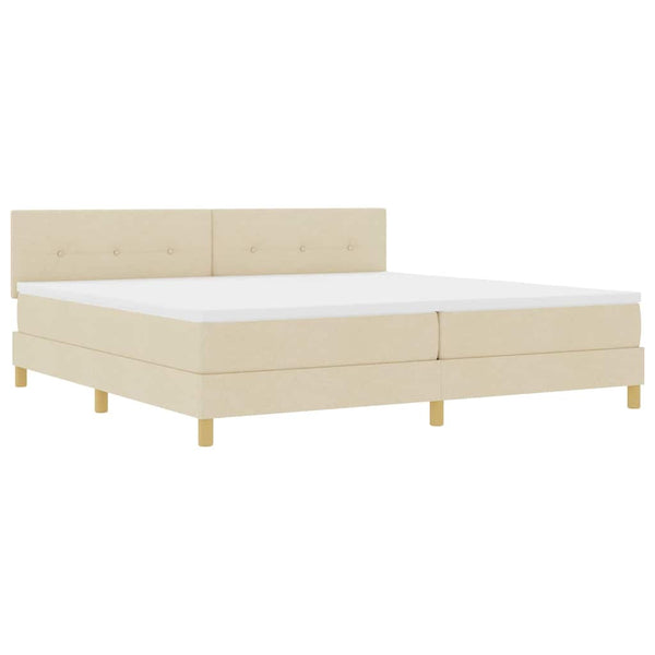 vidaXL LED Box Spring Bed with Pillows Cream 200 x 200 cm Fabric