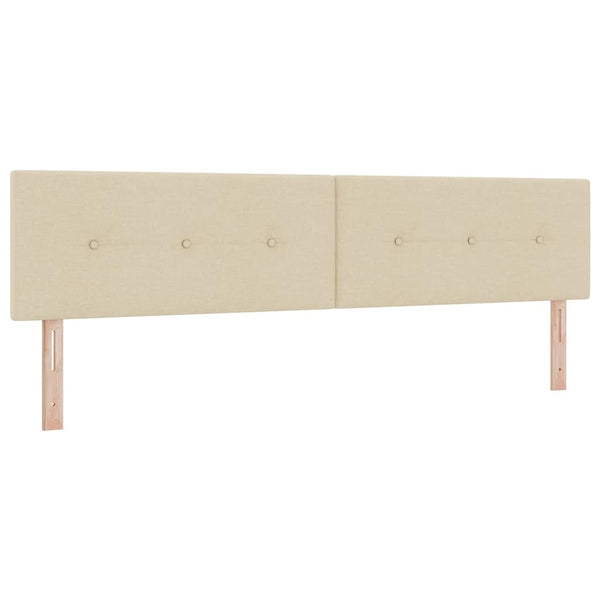 vidaXL LED Box Spring Bed with Pillows Cream 200 x 200 cm Fabric