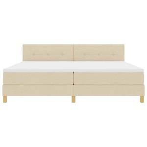 vidaXL LED Box Spring Bed with Pillows Cream 200 x 200 cm Fabric