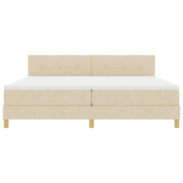 vidaXL LED Box Spring Bed with Pillows Cream 200 x 200 cm Fabric