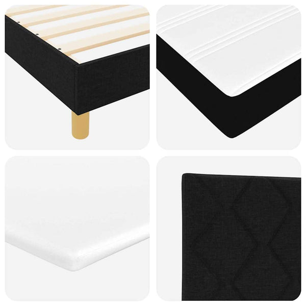 vidaXL LED Box Spring Bed with Cushions Black 80 x 200 cm Fabric