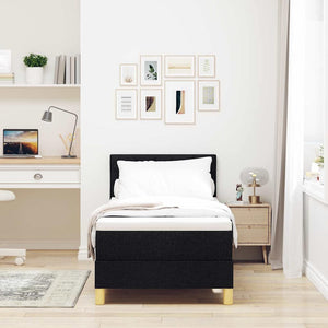 vidaXL LED Box Spring Bed with Cushions Black 80 x 200 cm Fabric