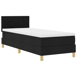 vidaXL LED Box Spring Bed with Cushions Black 80 x 200 cm Fabric
