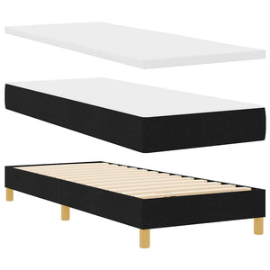 vidaXL LED Box Spring Bed with Cushions Black 80 x 200 cm Fabric