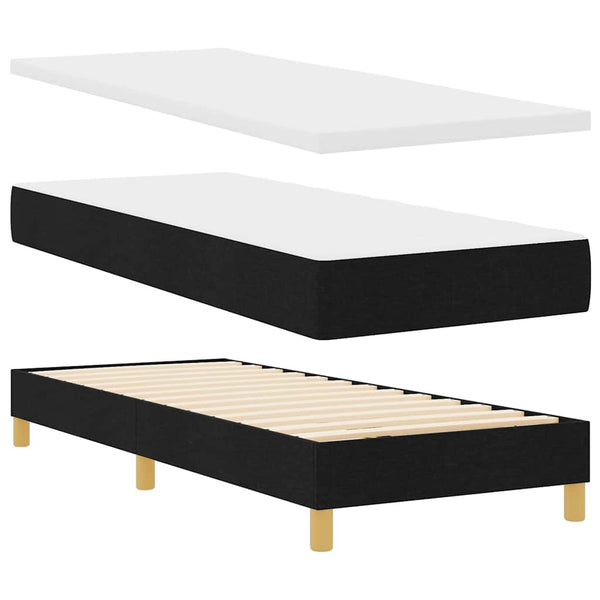 vidaXL LED Box Spring Bed with Cushions Black 80 x 200 cm Fabric