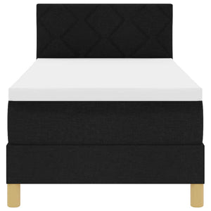 vidaXL LED Box Spring Bed with Cushions Black 80 x 200 cm Fabric